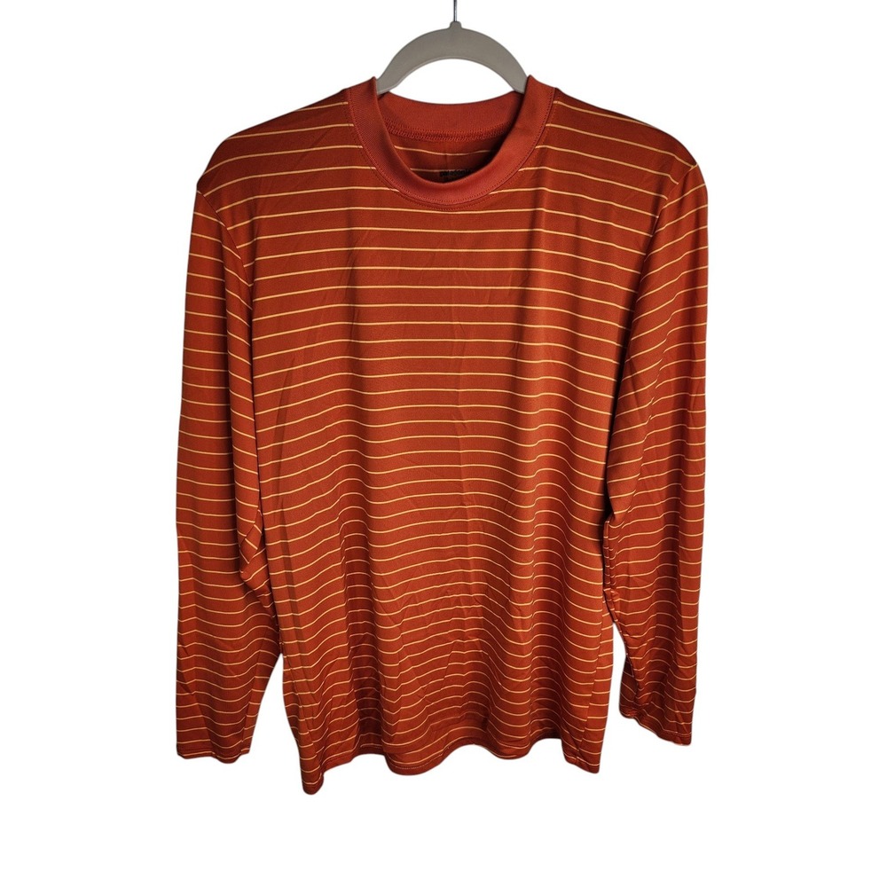 Patagonia Capilene Shirt Men Large Orange Striped Long Sleeve Base Layer 11106S5